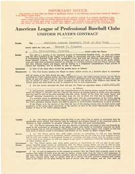 1931 George Pipgras Signed New York Yankees Contract - Also Signed by Ernest Barnard (PSA/DNA)